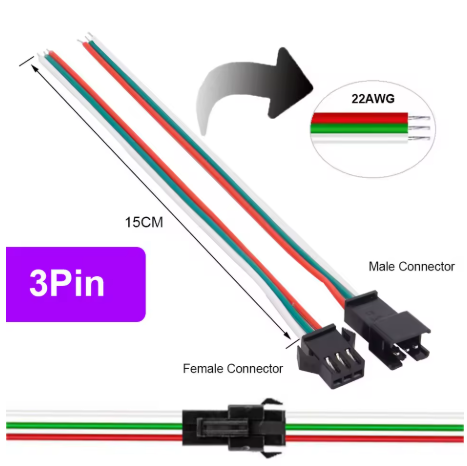 Conector JST Led de 3 pines, conector de cable SM macho/hembra, enchufe de tira Led para controlador de lámpara de luz LED RGBW
